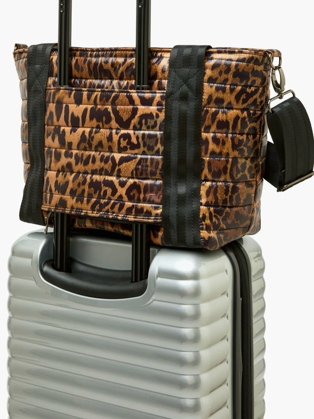 NWOT THINK ROYLN Jr. Jetset Wingman Tote Bag Leopard back luggage sleeve - Picture 5 of 12